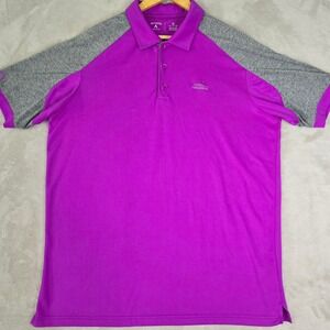 Antigua Desert Dry Mens XL Purple Grey Raglan Golf Polo Shirt Colonial Logo